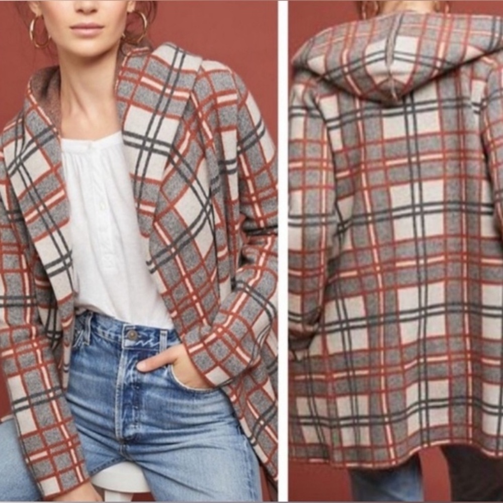 Like New Anthropologie Field Flower plaid Sweater Medium